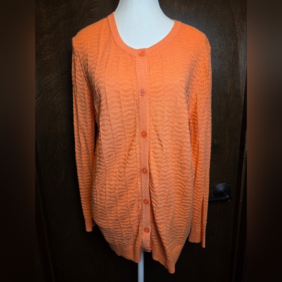 NWT Merona Vibrant Dark Peach Button-Up Cardigan - Picture 1 of 13